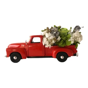PICK UP 1950 ROJA CON FLORES PARA ÉL