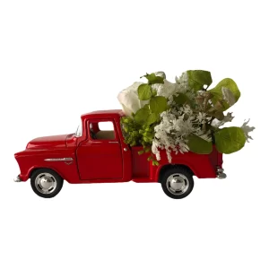 PICK UP 1955 ROJA CON FLORES PARA ÉL