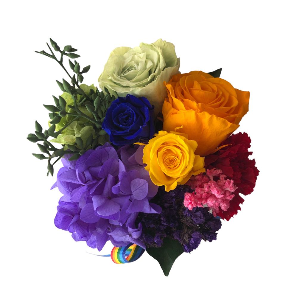 Hat box CUADRADO Arcoiris-flores preservadas - Imagen 3