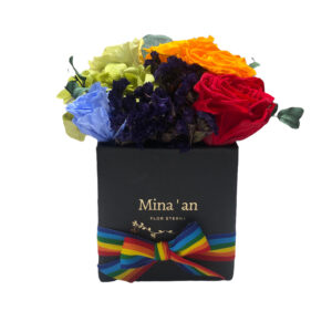 Hat box  CUADRADO Arcoiris-flores preservadas